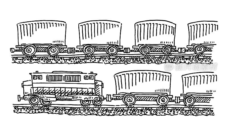 Freight Train Side View Drawing
